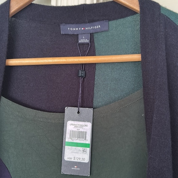 Colorblock Dress + Cardigan Set Size Large 2 Piece Knit Short Sleeves RUGBY - Picture 10 of 11